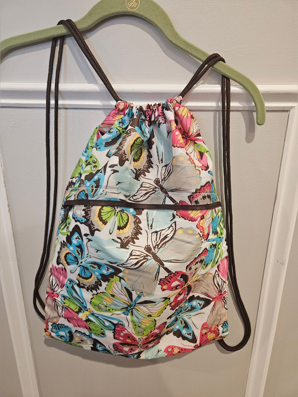 Thirty-one sinch sac drawstring backpack with multi colored butterflies